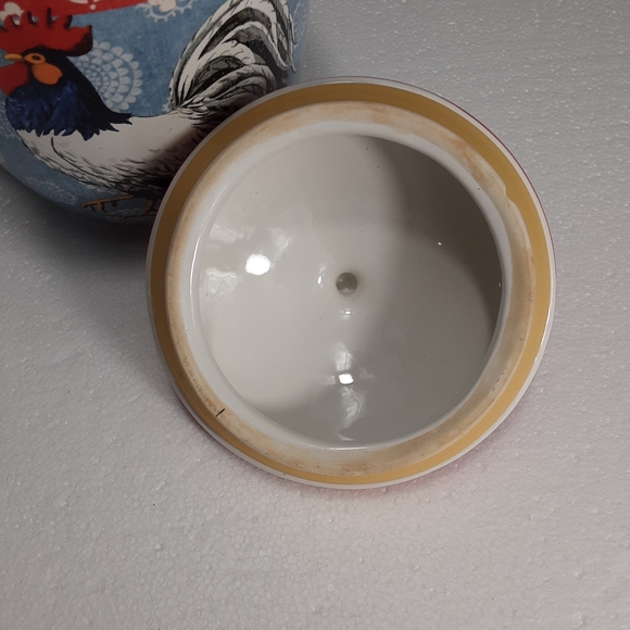 Certified International Blue and Red Rooster Canister Spring - Picture 7 of 9